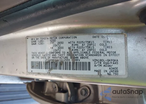 2001 Toyota 4Runner Sr5 V6 z USA, uszkodzony, nr VIN JT3GN86R410212555